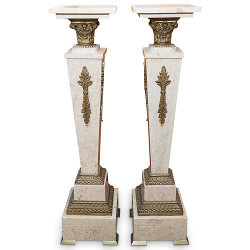 PAIR OF MARBLE & DORE BRONZE