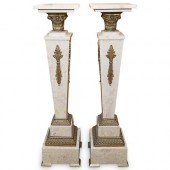 PAIR OF MARBLE & DORE BRONZE P