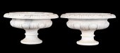 PAIR OF MARBLE GARDEN URNSPAIR