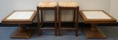 PAIR OF MARBLE INSET FRUITWOOD