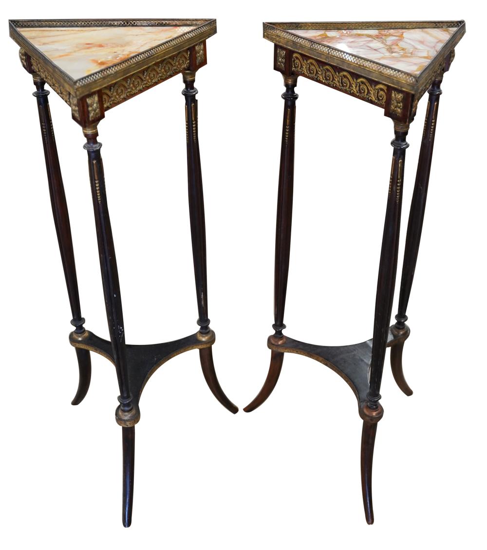 PAIR OF MARBLE-INSET PLANT