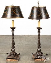 PAIR OF MARBLE IRON TABLE LAMP