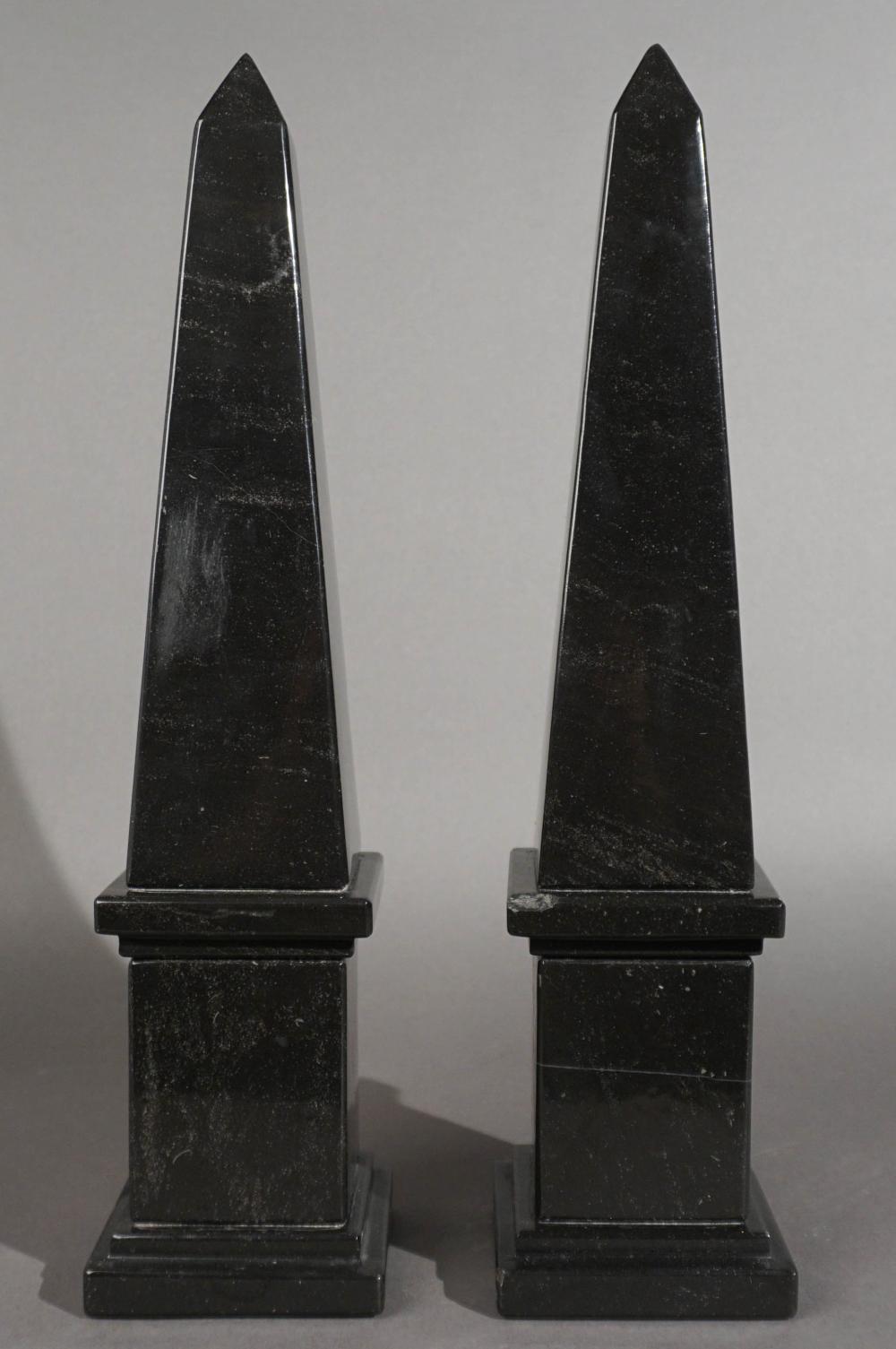 PAIR OF MARBLE OBELISKS, H: 18