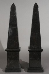 PAIR OF MARBLE OBELISKS, H: 18