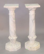 PAIR OF MARBLE PEDESTALS, HT.