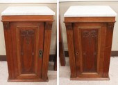 PAIR OF MARBLE-TOP CABINET NIG