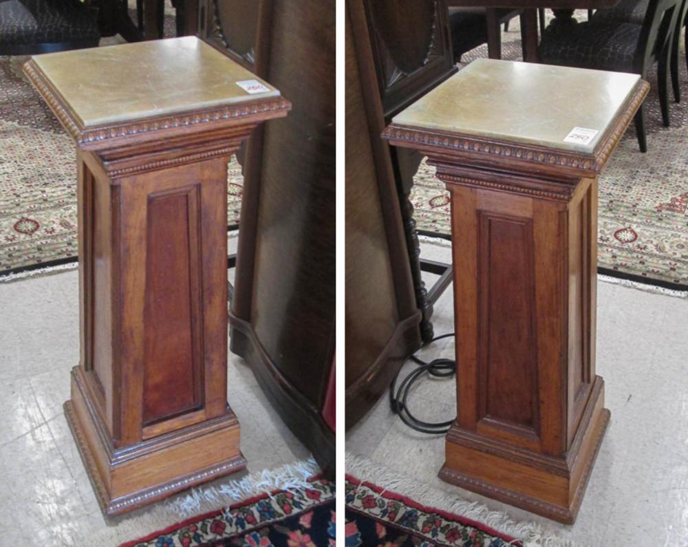 PAIR OF MARBLE-TOP COLUMN