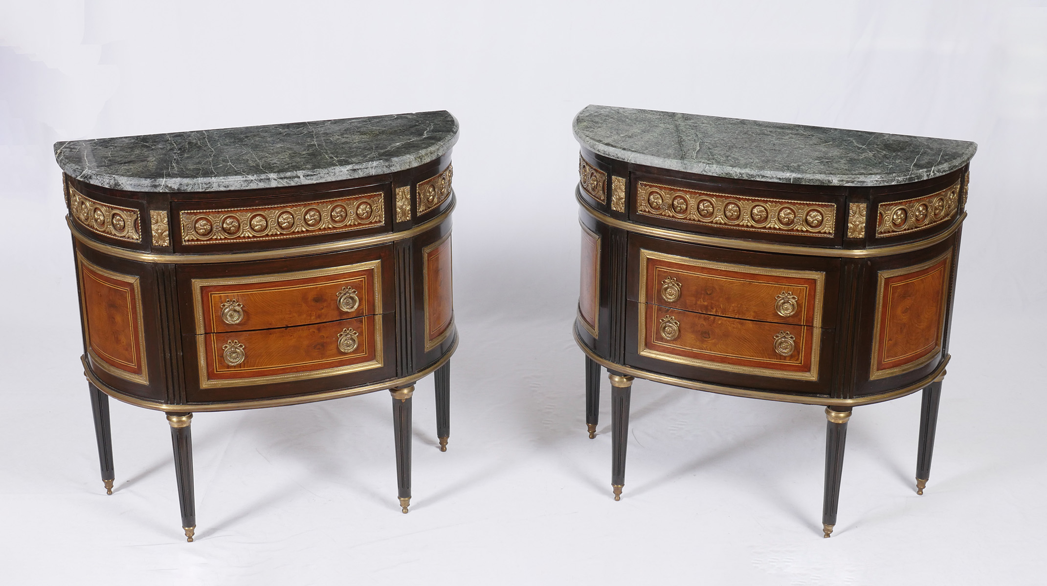 PAIR OF MARBLE TOP COMMODES: