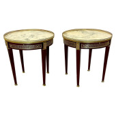 PAIR OF MARBLE TOP GREEK KEY B