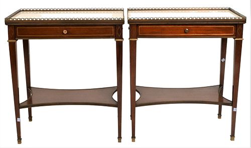 PAIR OF MARBLE TOP INLAID END