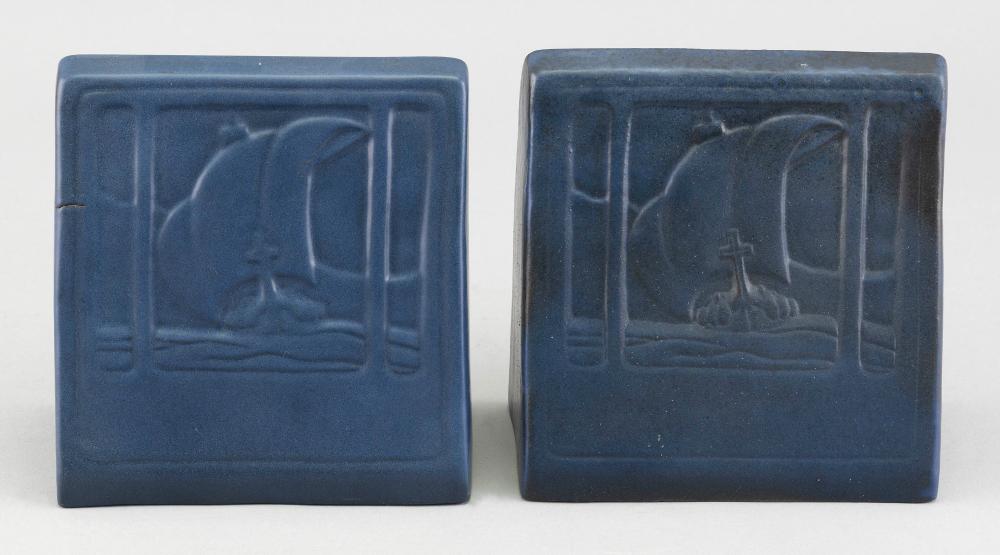 PAIR OF MARBLEHEAD POTTERY "SAILING