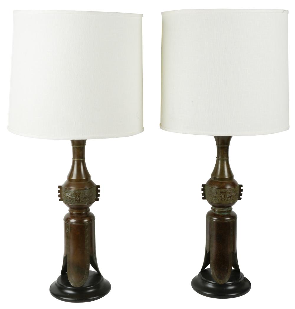 PAIR OF MARBRO BRONZE TABLE