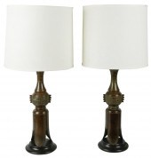 PAIR OF MARBRO BRONZE TABLE LA