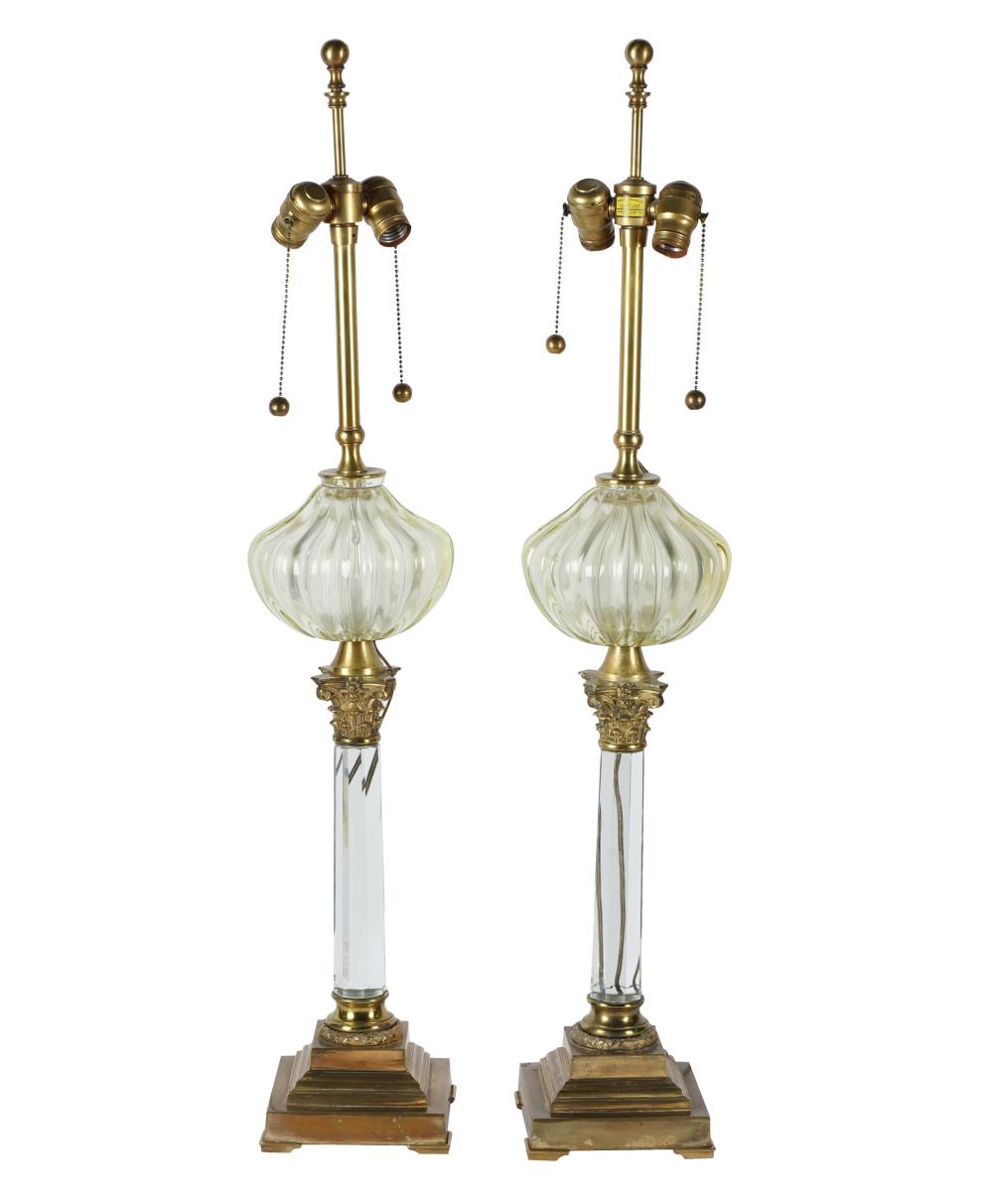 PAIR OF MARBRO TABLE LMAPSsigned to