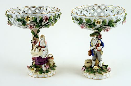 PAIR OF MARKED DRESDEN PORCELAIN