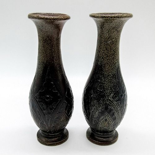 PAIR OF MARTIN BROS LONDON GLAZED