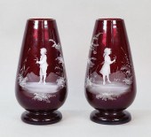 PAIR OF MARY GREGORY ENAMELED