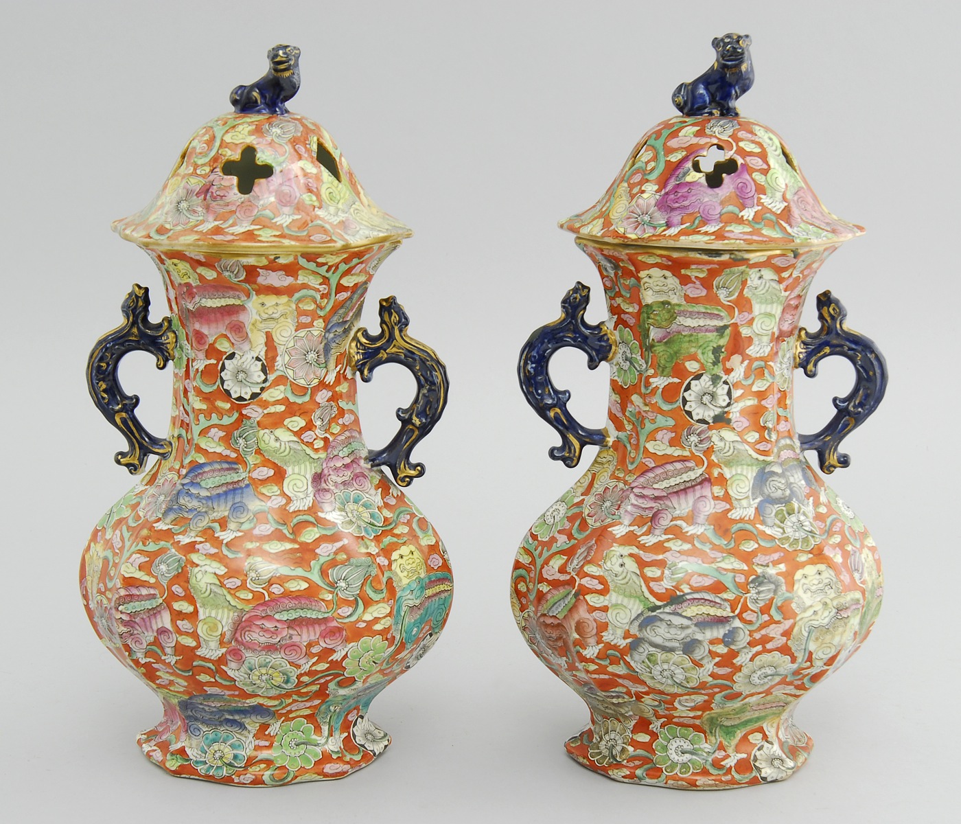 PAIR OF MASON'S POLYCHROME