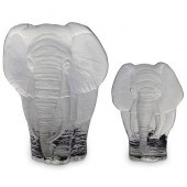PAIR OF MATS JONASSON GLASS EL