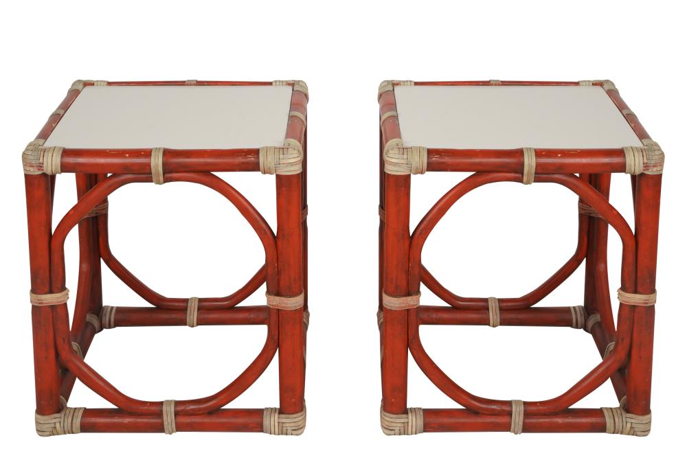 PAIR OF MCGUIRE RED PAINTED END
