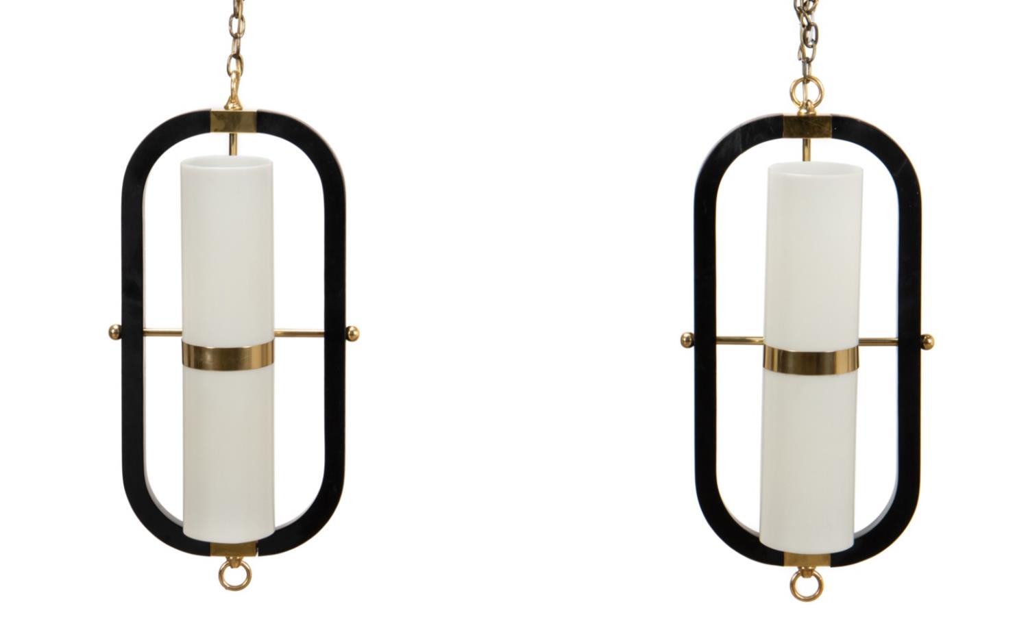 PAIR OF MCM BRASS AND TUBE