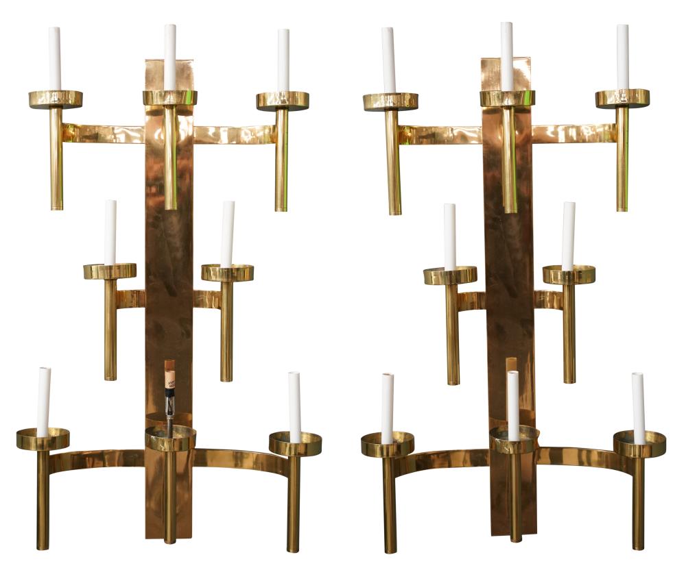 PAIR OF MCM BRASS EIGHT-LIGHT