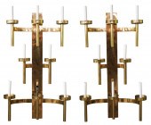 PAIR OF MCM BRASS EIGHT-LIGHT