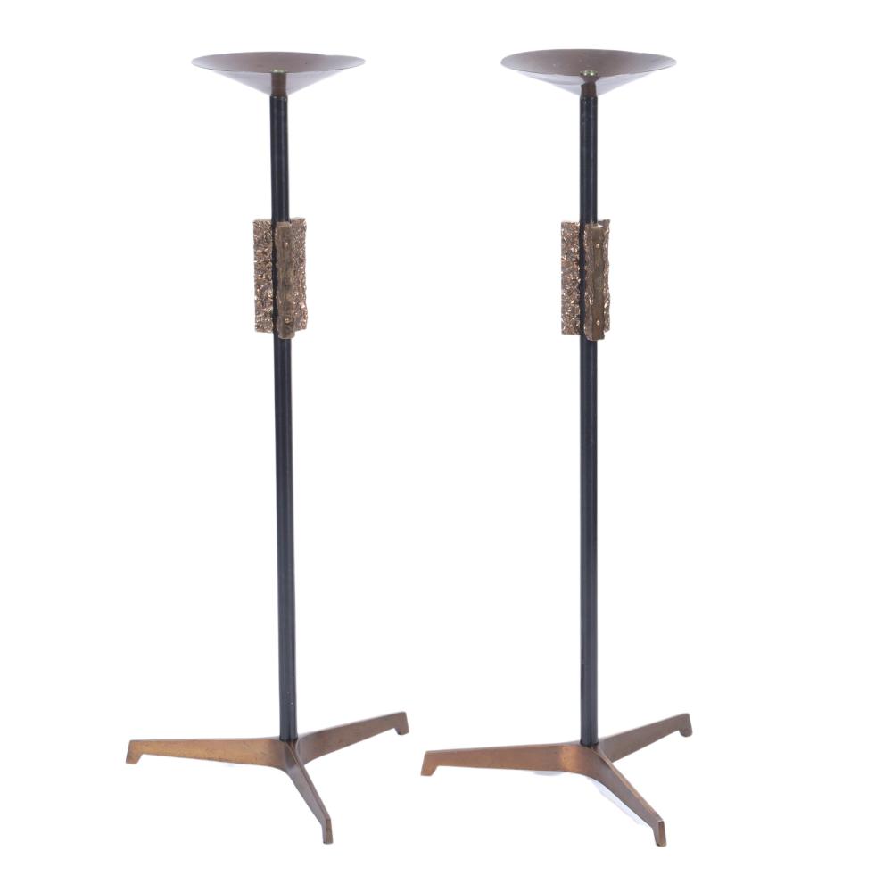 PAIR OF MCM BRUTALIST MIXED METAL