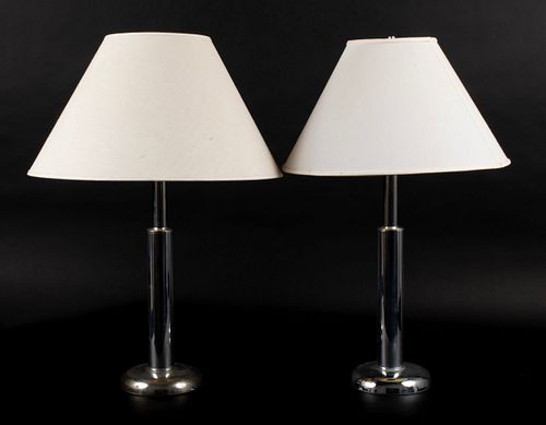PAIR OF MCM CHROME TIERED TABLE