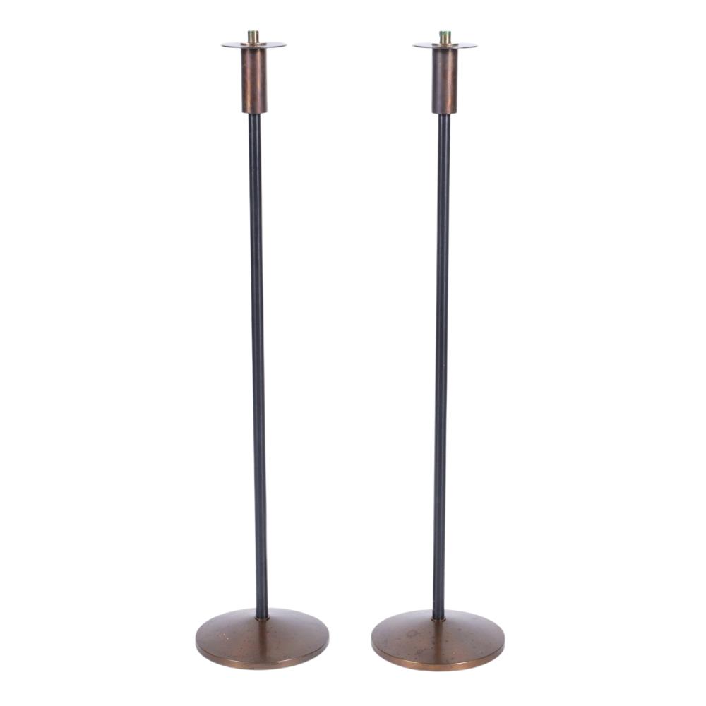 PAIR OF MCM MIXED METAL ALTER