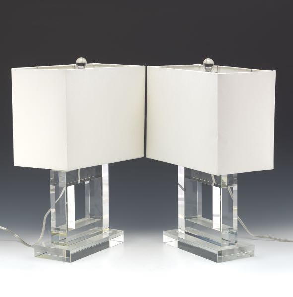 PAIR OF MCM STYLE CLEAR CRYSTAL