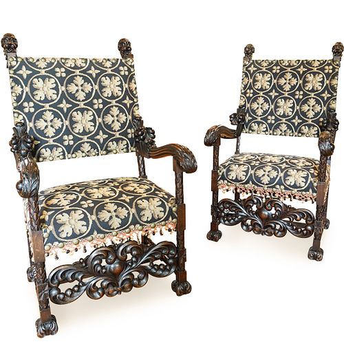 PAIR OF MEDITERRANEAN HIGH BACK