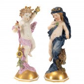 PAIR OF MEISSEN "DAY" & "NIGHT
