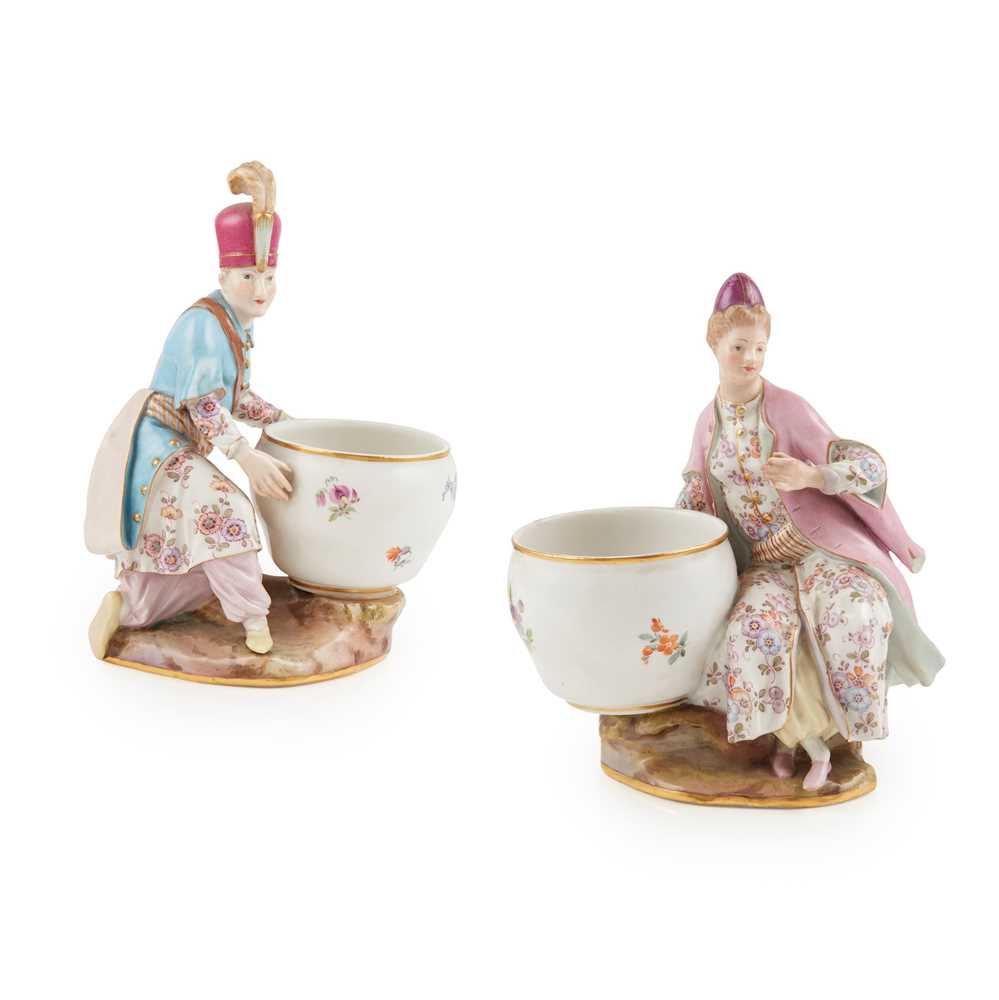 PAIR OF MEISSEN FIGURAL SALTS
