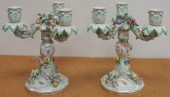 PAIR OF MEISSEN FLORAL ENCRUST