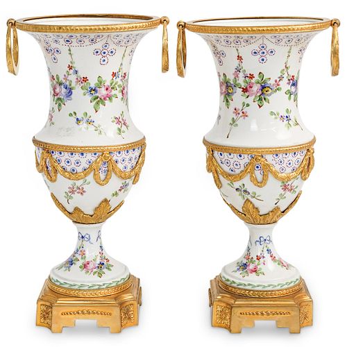 PAIR OF MEISSEN GILT BRONZE &