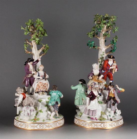Pair of Meissen painted porcelain