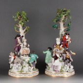 Pair of Meissen painted porcel