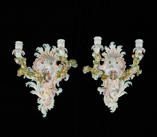 PAIR OF MEISSEN PORCELAIN CANDLE