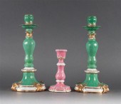 Pair of Meissen porcelain cand