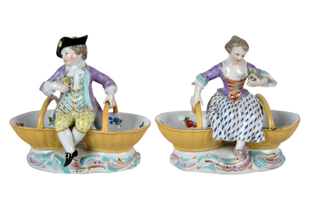 PAIR OF MEISSEN PORCELAIN FIGURAL
