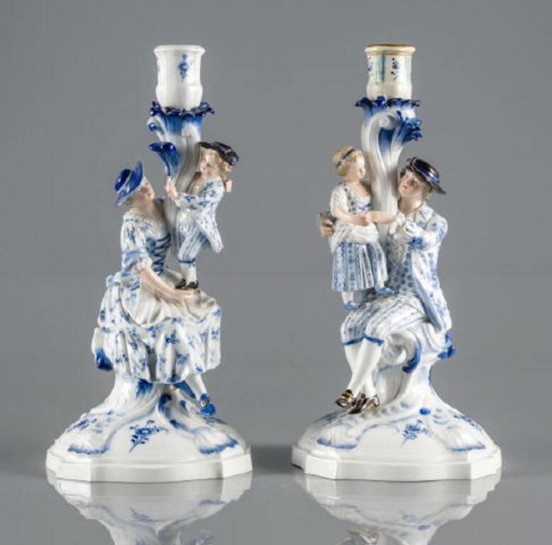 PAIR OF MEISSEN PORCELAIN FIGURAL
