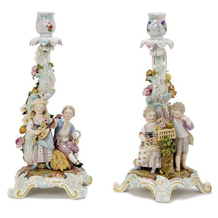 Pair of Meissen Porcelain Figural