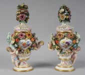 PAIR OF MEISSEN PORCELAIN OUTS