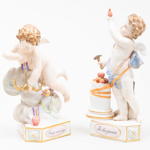 PAIR OF MEISSEN PORCELAIN PUTTI