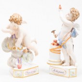 PAIR OF MEISSEN PORCELAIN PUTT