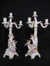 Pair of Meissen style three ar