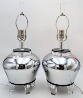 PAIR OF MERCURY GLASS LAMPS, O