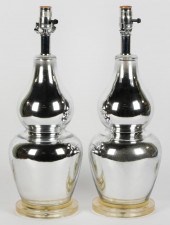 PAIR OF MERCURY GLASS TABLE LA