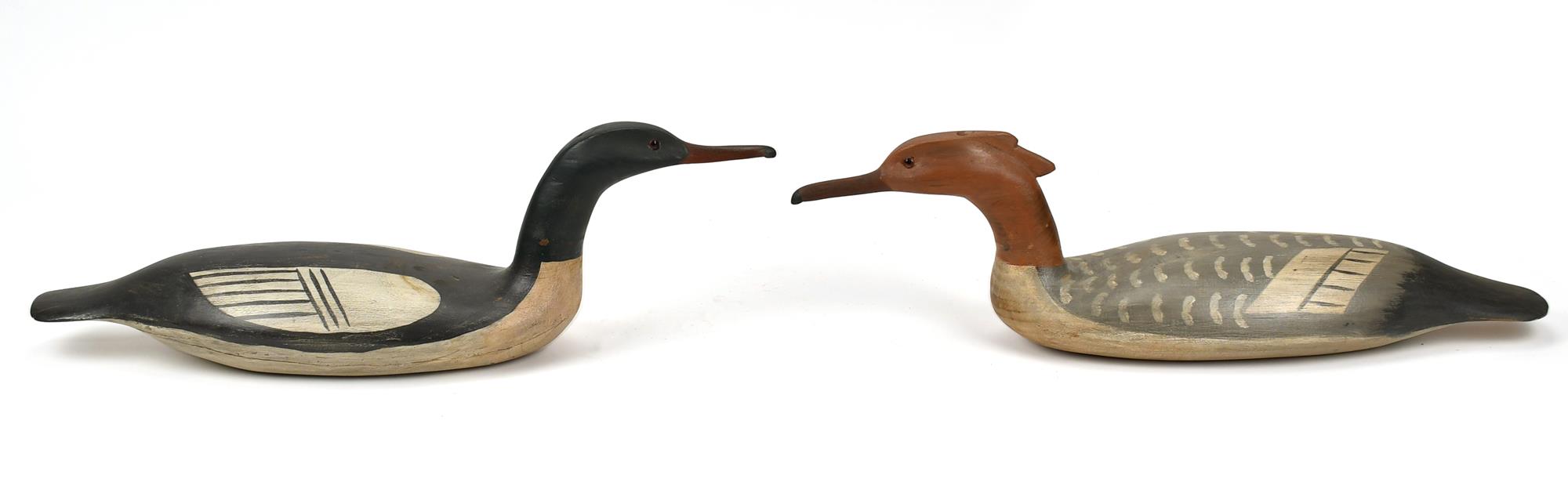 PAIR OF MERGANSER DECOYS. Two